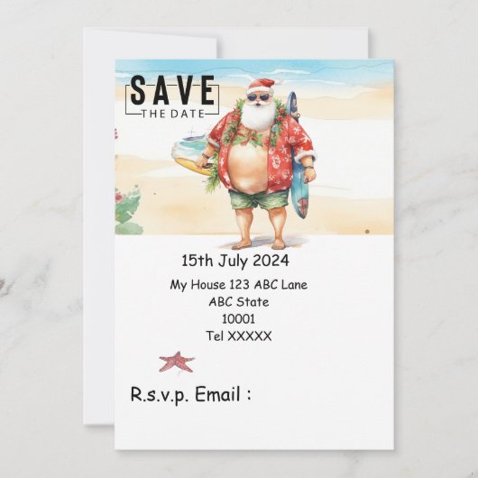 Weihnachten mit SANTA CLAUS Save the Date im Juli Einladung (Vorderseite)