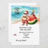 Weihnachten mit SANTA CLAUS Save the Date im Juli Einladung (Vorne/Hinten)