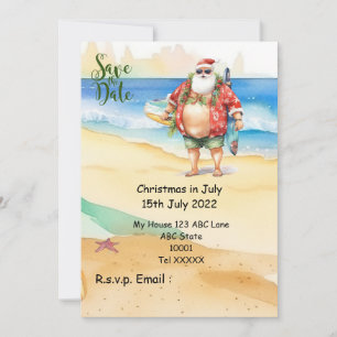 Weihnachten mit SANTA CLAUS Save the Date im Juli Einladung