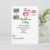 Weihnachten mit SANTA CLAUS Save the Date im Juli Einladung (Stehend Vorderseite)
