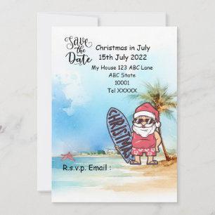 Weihnachten mit SANTA CLAUS Save the Date im Juli Einladung
