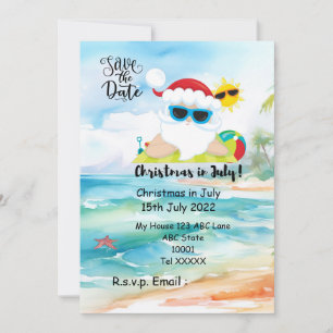 Weihnachten mit SANTA CLAUS Save the Date im Juli Einladung