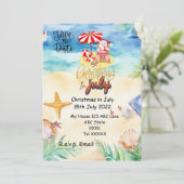 Weihnachten mit SANTA CLAUS Save the Date im Juli Einladung (Stehend Vorderseite)