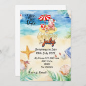 Weihnachten mit SANTA CLAUS Save the Date im Juli Einladung (Vorne/Hinten)