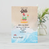 Weihnachten mit SANTA CLAUS Save the Date im Juli Einladung (Stehend Vorderseite)