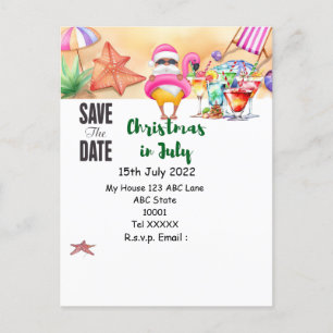 Weihnachten mit SANTA CLAUS Save the Date im Juli Postkarte