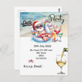 Weihnachten mit SANTA CLAUS Save the Date im Juli Postkarte (Vorne/Hinten)
