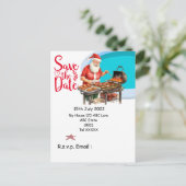 Weihnachten mit SANTA CLAUS Save the Date im Juli Postkarte (Stehend Vorderseite)