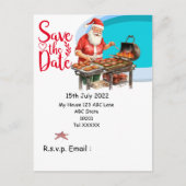 Weihnachten mit SANTA CLAUS Save the Date im Juli Postkarte (Vorderseite)