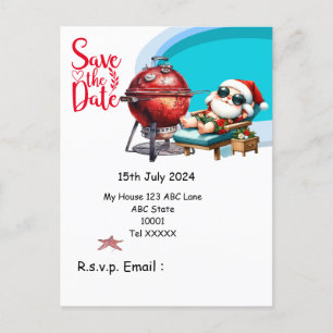 Weihnachten mit SANTA CLAUS Save the Date im Juli Postkarte
