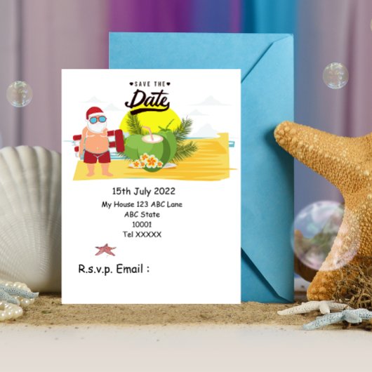Weihnachten mit SANTA CLAUS Save the Date im Juli Postkarte