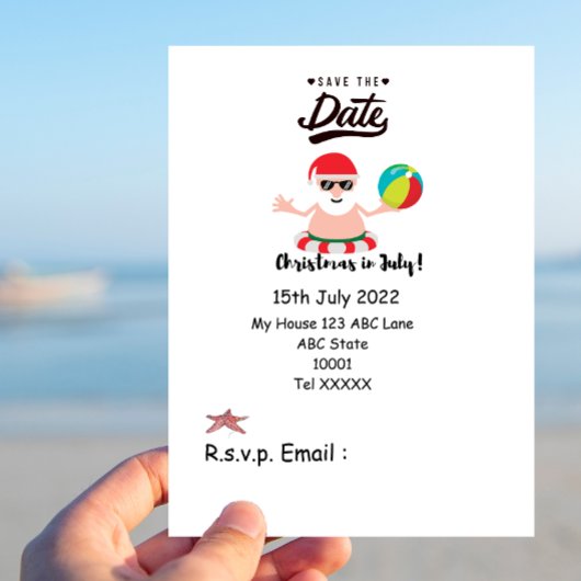 Weihnachten mit SANTA CLAUS Save the Date im Juli Postkarte