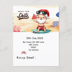 Weihnachten mit SANTA CLAUS Save the Date im Juli Postkarte
