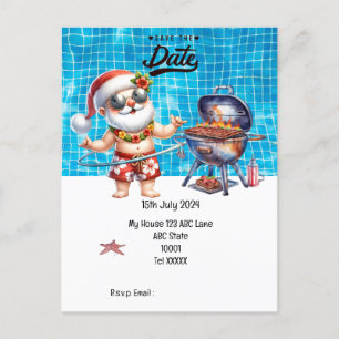 Weihnachten mit SANTA CLAUS Save the Date im Juli Postkarte