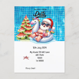 Weihnachten mit SANTA CLAUS Save the Date im Juli Postkarte