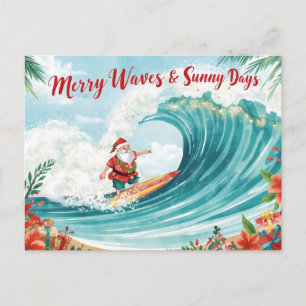 Weihnachten mit SANTA CLAUS surfen  Postkarte