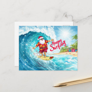 Weihnachten mit SANTA CLAUS surfen Postkarte