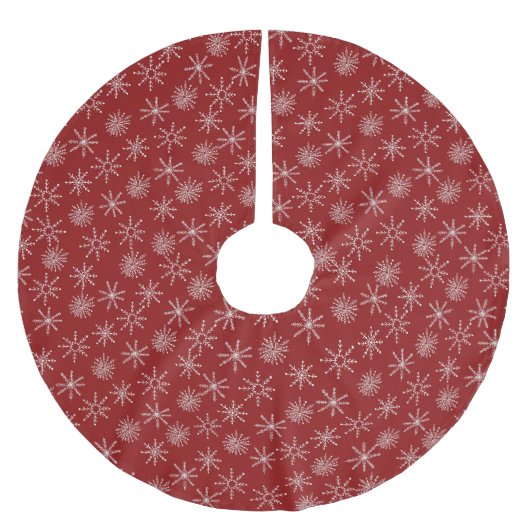 Weihnachten mit Schneeflocken Polyester Weihnachtsbaumdecke (Vorderseite)