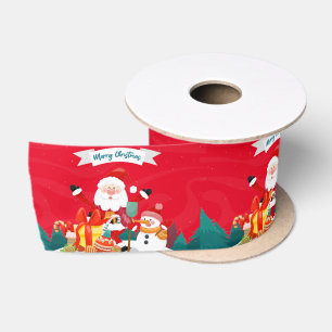 Weihnachten mit Schneemann und Geschenke Satinband