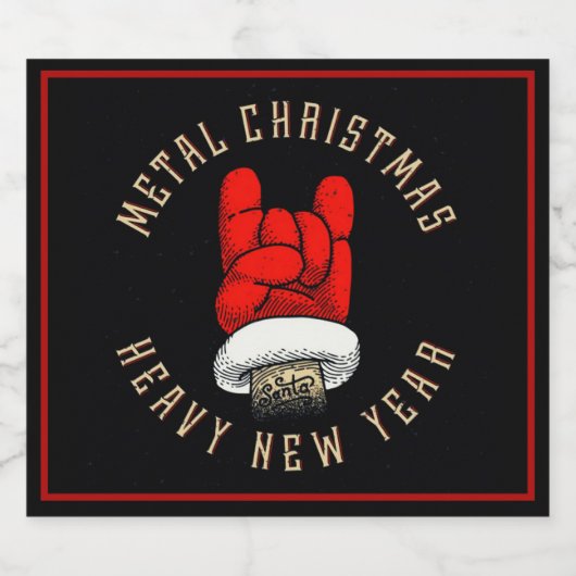 Weihnachten mit Schwermetall Schaumweinetikett (Einzelnes Label)