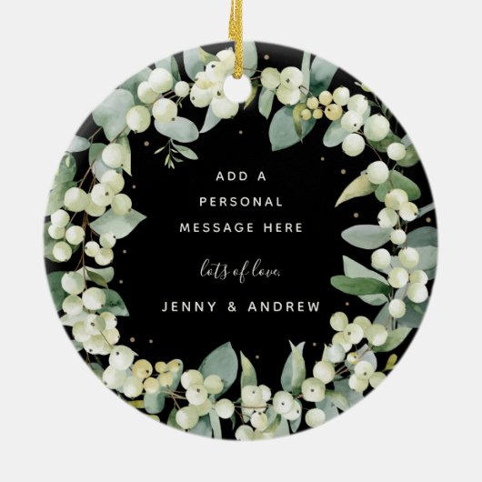 Weihnachten mit Snowberry außerhalb des Fotos Keramik Ornament (Hinten)