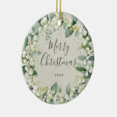 Weihnachten mit Snowberry außerhalb des Fotos Keramik Ornament (Rechts)