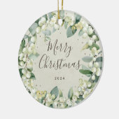 Weihnachten mit Snowberry außerhalb des Fotos Keramik Ornament (Links)