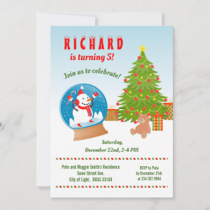 Weihnachten mit Snowman globe Geburtstagsparty Einladung