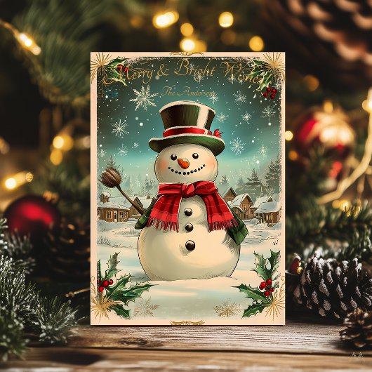 Weihnachten mit Snowman und festlichem Dorf Einladung