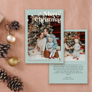 Weihnachten mit Soft Mint Retro-Schriftart-Flares- Folien Feiertagskarte