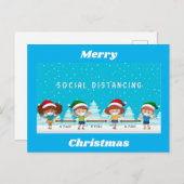 Weihnachten mit sozialer Distanz feiern Postkarte (Vorne/Hinten)