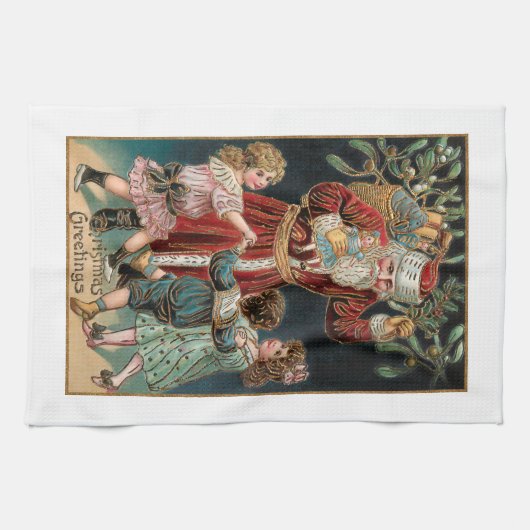 Weihnachten mit Tanz Kinder & Mistletoe Geschirrtuch (Horizontal)