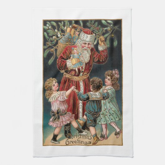 Weihnachten mit Tanz Kinder & Mistletoe Geschirrtuch (Vertikal)