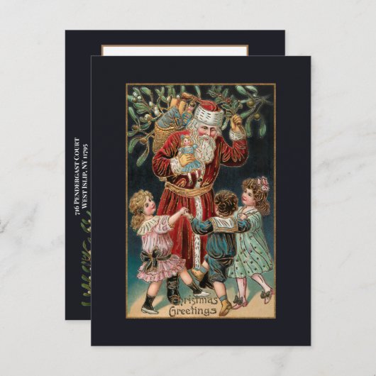 Weihnachten mit Tanz Kinder & Mistletoe Postkarte (Vorne/Hinten)