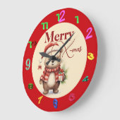 Weihnachten mit Teddy Große Wanduhr (Winkel)