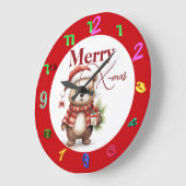 Weihnachten mit Teddy Große Wanduhr (Winkel)