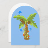 Weihnachten mit tropischen Palmen Einladung (Vorne/Hinten)