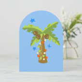 Weihnachten mit tropischen Palmen Einladung (Stehend Vorderseite)