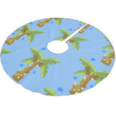 Weihnachten mit tropischen Palmen Polyester Weihnachtsbaumdecke (Schrägansicht)