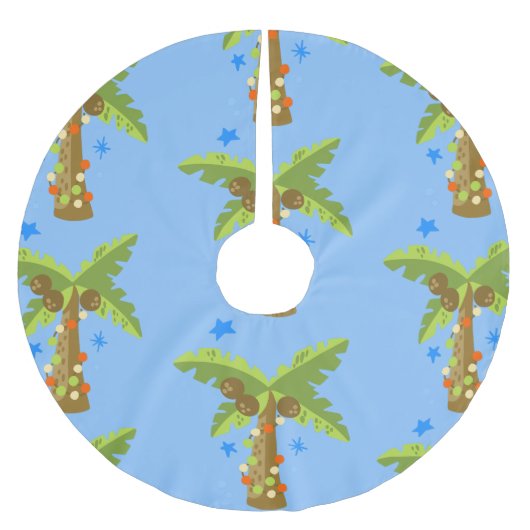 Weihnachten mit tropischen Palmen Polyester Weihnachtsbaumdecke (Vorderseite)