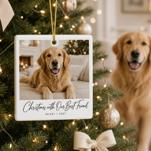 Weihnachten mit unserem besten Freund Personalisie Keramikornament