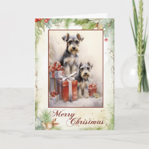 Weihnachten mit viktorianischem Schnauzer-Welpen