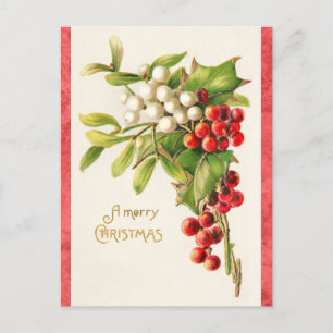 Weihnachten mit Vintage-Stechpalme Postkarte