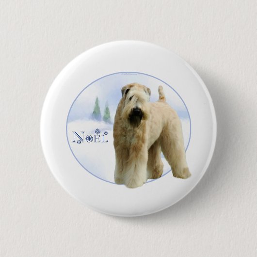 Weihnachten mit weichem Wheaten Terrier - Schaltfl Button (Vorderseite)