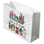 Weihnachten mit Weihnachtsbaum Große Geschenktüte (Vorderseite Schrägansicht)