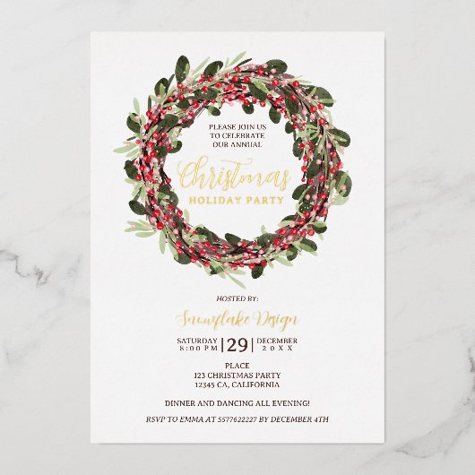 Weihnachten mit Weihnachtsfeierlichkeiten Folieneinladung (Vorderseite)