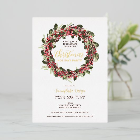 Weihnachten mit Weihnachtsfeierlichkeiten Folieneinladung (Stehend vorne)