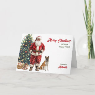 Weihnachten mit Weihnachtsmann und Akita-Hund