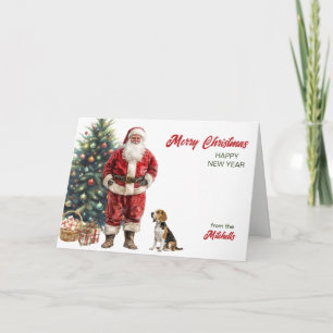 Weihnachten mit Weihnachtsmann und Beagle-Hund