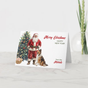 Weihnachten mit Weihnachtsmann und Collie
